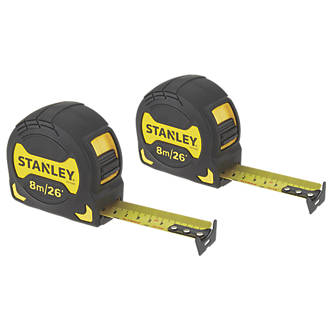 Image of Stanley Grip Tape 8m Tape Measure Set 2 Pack 