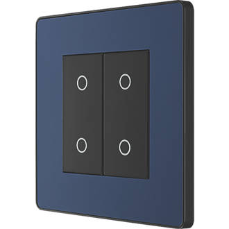 Image of British General Evolve 1-Gang 2-Way LED Double Master Touch Trailing Edge Dimmer Switch Blue with Black Inserts 