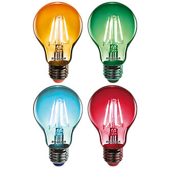 Image of Sylvania Helios Chroma ES A60 Assorted LED Light Bulb 4W 4 Pack 