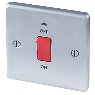 Image of LAP 45A 1-Gang DP Cooker Switch Brushed Stainless Steel with LED 