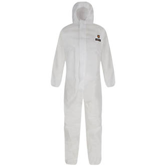 Image of Alpha Solway Alphashield 1000 FR Type 5/6 Protective Coverall White Medium 36-39" Chest 30" L 