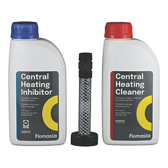 Image of Flomasta Central Heating Inhibitor, Cleaner & Filling Kit 1Ltr 3 Pcs 
