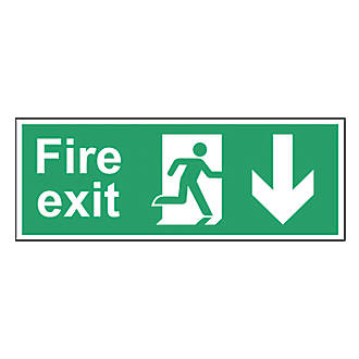 Image of Non Photoluminescent "Fire Exit Man Down Arrow" Sign 150mm x 400mm 