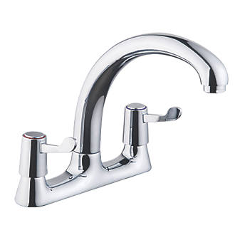 Image of 57A Deck-Mounted Dual-Lever Mixer Kitchen Tap Chrome 