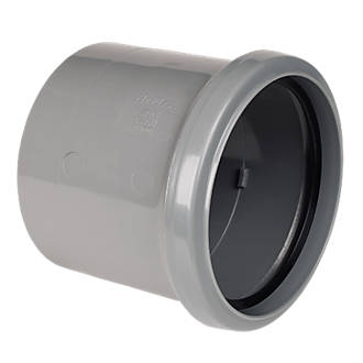 Image of FloPlast Push-Fit/Solvent Weld Single Socket Pipe Coupler Grey 110mm 