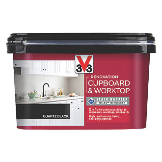 Image of V33 Renovation Cupboard & Worktop Paint Satin Quartz Black 2Ltr 