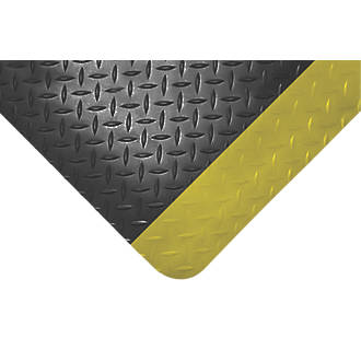 Image of COBA Europe Safety Deckplate Anti-Fatigue Floor Mat Black / Yellow 3m x 0.9m x 14mm 