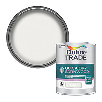 Image of Dulux Trade Satin Pure Brilliant White Trim Quick-Dry Paint 1Ltr 