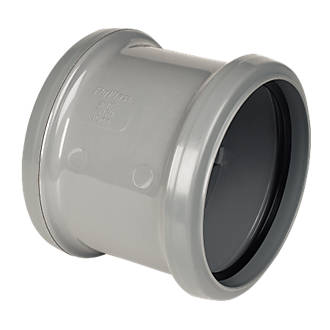 Image of FloPlast Push-Fit Double Socket Pipe Coupler Grey 110mm 