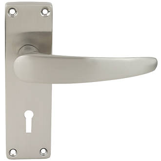 Image of Smith & Locke Elegance Lock Door Handles Pair Brushed Nickel 