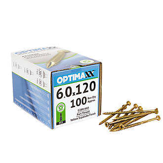 Image of Optimaxx PZ Countersunk Wood Screws 6mm x 120mm 100 Pack 
