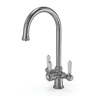 Image of ETAL Traditional Cruciform 3-in-1 Hot Water Kitchen Tap Polished Chrome 