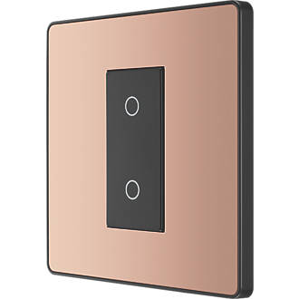 Image of British General Evolve 1-Gang 2-Way LED Single Secondary Trailing Edge Touch Dimmer Switch Copper with Black Inserts 