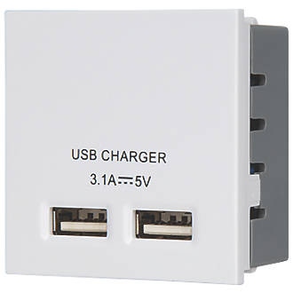 Image of LAP Modular 3.1A 2-Outlet Type A USB Socket White 