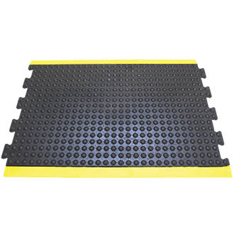 Image of COBA Europe Bubblemat Anti-Fatigue Floor Middle Mat Black / Yellow 1.2m x 0.9m x 14mm 