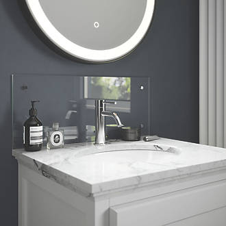 Image of Splashback Glass Bathroom Splashback Clear Chrome 600mm x 250mm x 4mm 