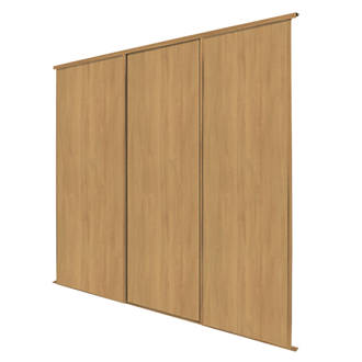 Image of Spacepro Classic 3-Door Sliding Wardrobe Door Kit Oak Frame Oak Panel 2672mm x 2260mm 