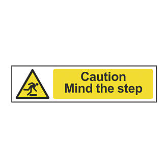 Image of 'Caution Mind the Step' Sign 50mm x 200mm 