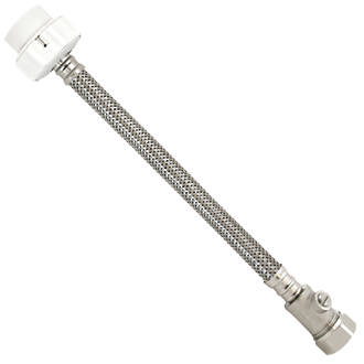 Image of Fluidmaster Flexible Hose Connector 300mm with Isolating Valve 15mm x 1/2" x 300mm 