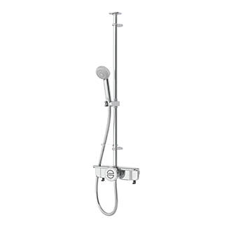 Image of Aqualisa Link Exposed Retrofit HP/Combi Ceiling-Fed Chrome Thermostatic Smart Shower 