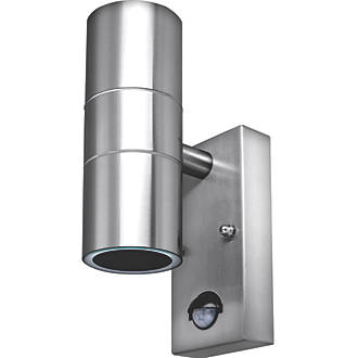 Image of Luceco LEXDSSUDPIR-03 Outdoor Decorative External Wall Light With PIR & Photocell Sensor Stainless Steel 
