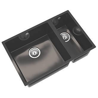 Image of ETAL Comite 1.5 Bowl Composite Kitchen Sink Gloss Black Left-Hand 670mm x 440mm 