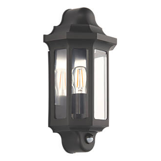 Image of LAP Outdoor Half Lantern Wall Light With PIR Sensor Satin Black 
