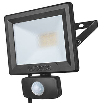 Image of Luceco ECO Slimline Outdoor LED Floodlight With PIR Sensor Black 30W 2400lm 