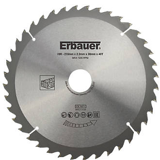 Image of Erbauer Wood TCT Saw Blade 210mm x 30mm 40T 
