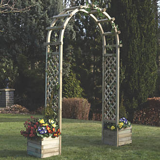 Image of Rowlinson Arch with Planters Natural timber 1.96 x 0.5 x 2.5m 