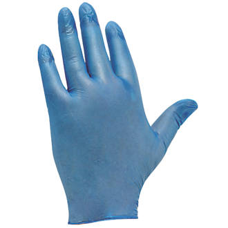 Image of Shield 2602073 Vinyl Powdered Disposable Gloves Blue Medium 100 Pack 