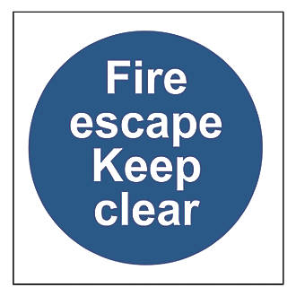 Image of Non Photoluminescent "Fire Escape Keep Clear" Sign 100mm x 100mm 