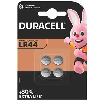 Image of Duracell LR44 Button Cell Speciality Alkaline Battery 4 Pack 