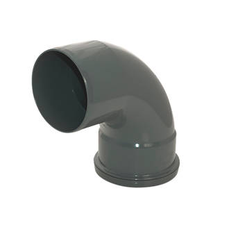 Image of FloPlast Push-Fit 92.5Â° Single Socket Pipe Bend Anthracite Grey 110mm 