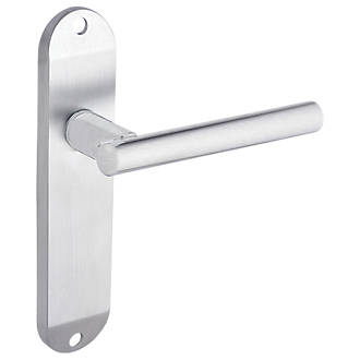 Image of Smith & Locke Asker Fire Rated Latch Lever Door Handles Pair Satin Chrome 