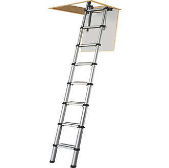 Image of Werner 1-Section Anodised Aluminium & Plastic Telescopic Loft Ladder 2.61m 