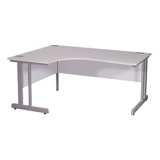 Image of Nautilus Designs Aspire Left-Hand Corner Ergonomic Desk White /Silver 1800mm x 730mm 