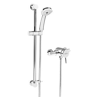Image of Bristan Strato Rear-Fed Exposed Chrome Thermostatic Mini-Valve Mixer Shower with Adjustable Riser Kit 