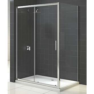 Image of Triton Fast Fix Framed Rectangular Sliding Door with Side Panel Non-Handed Chrome 1100mm x 900mm x 1900mm 