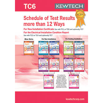 Image of Kewtech TC6 Schedule of Test Results More than 12 Ways Certificates Pad 