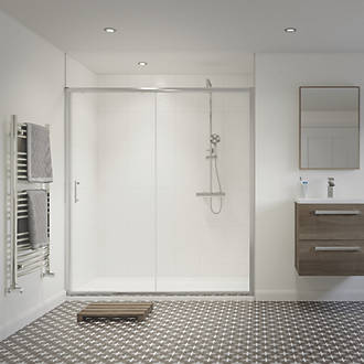 Image of Essentials Framed Rectangular Sliding Shower Door Polished Silver 1400mm x 1850mm 