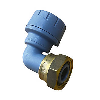 Image of PolyPlumb Plastic Push-Fit Angled Tap Connector 15mm x 1/2" 