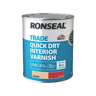 Image of Ronseal Trade Quick-Dry Interior Varnish Gloss Clear 750ml 