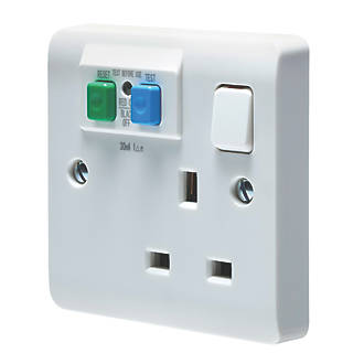 Image of Crabtree Instinct 13A 1-Gang DP Switched Passive RCD Socket White 