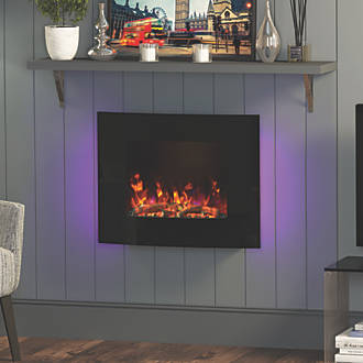 Image of Be Modern Quattro Black Remote Control Wall-Mounted Electric Fire 640mm x 500mm 