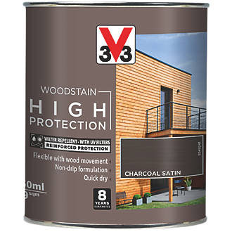 Image of V33 High-Protection Exterior Woodstain Satin Charcoal 750ml 