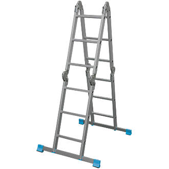 Image of Mac Allister 4-Section Aluminium Folding Ladder 3.17m 