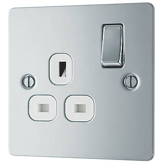 Image of LAP 13A 1-Gang DP Switched Plug Socket Polished Chrome with White Inserts 