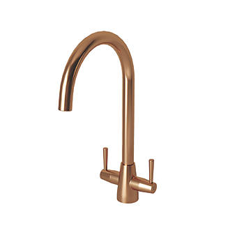 Image of ETAL Wick Twin Lever Kitchen Mixer Tap Brushed Copper 
