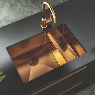 Image of ETAL Elite 1.5 Bowl Stainless Steel Kitchen Sink Copper 670mm x 440mm 